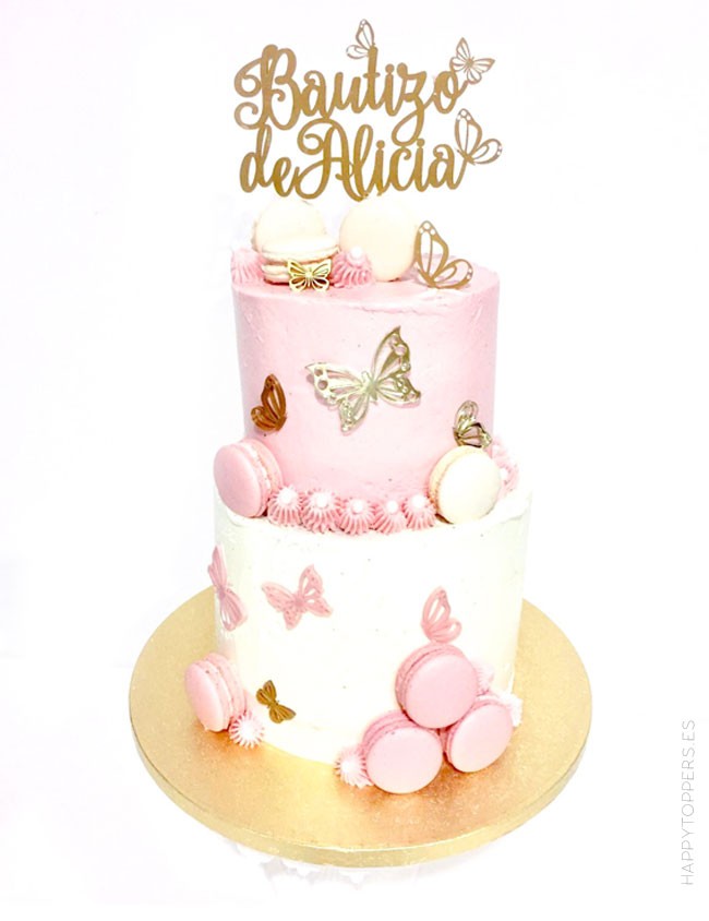 cake topper bautizo, adorno para tartas de comunión personalizado con el nombre del niño, a elegir entre muchos colores