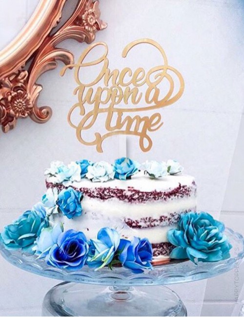 cake topper con mensaje Once upon a time para adornar tartas. hecho en acrílico, disponible en muchos colores