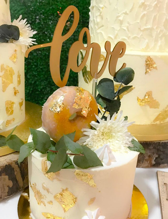 cake topper personalizado para pastel de boda con la palabra love regalo sorpresa para la novia oro mate
