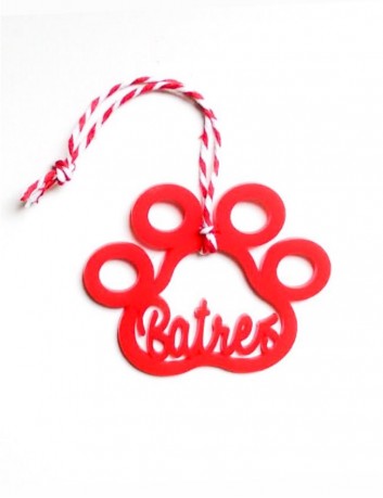 regalo navidad para mascotas, con su nombre personalizado. Adorno en forma de huella con nombre del perro.